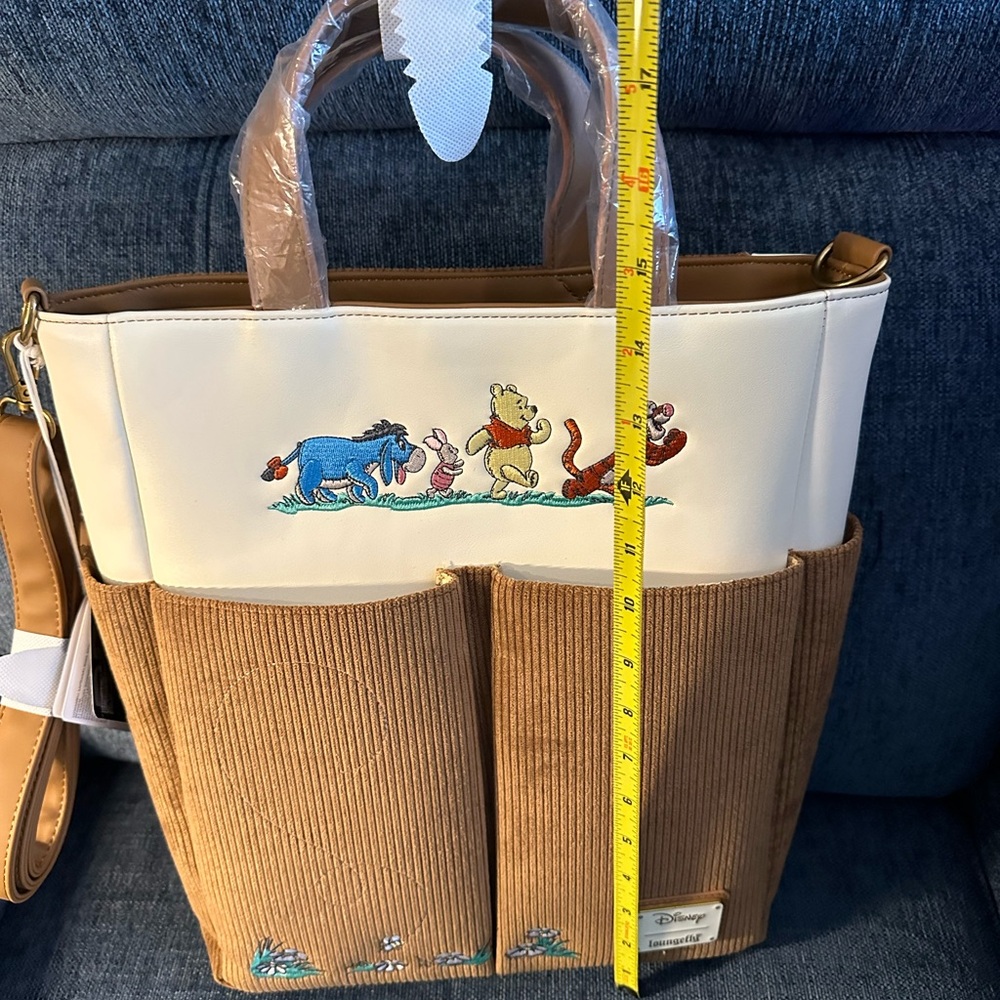Loungefly Winnie the Pooh Corduroy Strolling Tote - Cream & Brown - Picture 5 of 6